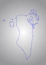 Bahrain map contour silhouette. Middle East state. Country in Asia.