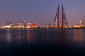 Bahrain Sklyine during dusk with illuminated buildings Royalty Free Stock Photo