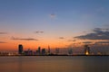 Bahrain Skyline durning blue hour after sunset Royalty Free Stock Photo