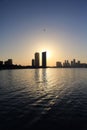 Bahrain skyline during sunset Royalty Free Stock Photo