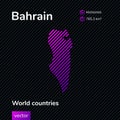 Bahrain vector striped map in violet and black colors. Flat style