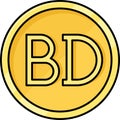 Bahraini dinar coin icon, currency of Bahrain