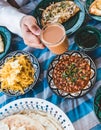 top view of Bahraini dining table in Ramadan Royalty Free Stock Photo