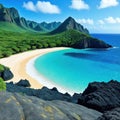 Baia do Sancho Beach do in Fernando de Noronha Island Exotic beach on Rocky shore in Rock Pools Coast Scenic