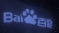 BAIDU logo on a waving digital flag, editorial 3d rendering Royalty Free Stock Photo