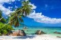 Baie Beau Vallon - paradise beach on island Mahe - beautiful coast of Seychelles Royalty Free Stock Photo