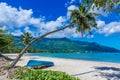 Baie Beau Vallon - paradise beach on island Mahe - beautiful coast of Seychelles Royalty Free Stock Photo