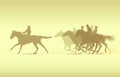 Baigue is one of the most ancient and popular types of horse races with many Turkic people. Silhouette.Vector