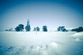 Baikal. Holy Nose Peninsula. Barguzinsky Gulf Coast in the winter. Cartographic tower. Tinted. Royalty Free Stock Photo