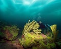 Baikal ice diving Royalty Free Stock Photo