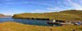 Baikal Lake in Summer. Top view of the Strait Olkhonskie Vorota and regular passenger ferry to the island of Olkhon Royalty Free Stock Photo