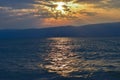 Sunset. Great Lake Baikal overlooking the mountains, Small Sea Olkhon Island