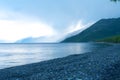 Baikal spring sunrise stony beach Royalty Free Stock Photo