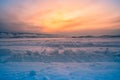 Baikal sunrise winter season in water lake Royalty Free Stock Photo