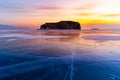 Baikal water lake Baikal Russia with sunset skyline background Royalty Free Stock Photo