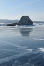 Baikal in winter. Baikal ice and nature. February 2018 Royalty Free Stock Photo