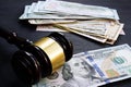 Bail Bond And Financial Penalty. Gavel And Money.