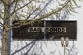 Bail Bonds sign in a window of a bail bondsman. Royalty Free Stock Photo