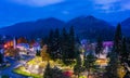 Panoramic view of Tusnad at night. Royalty Free Stock Photo