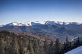 Mountain forest landscape and Baiului mountains Royalty Free Stock Photo