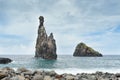 Baixinha. Remarkable rock formations of Ilheus da Ribeira da Janela on the north coast of Madeira, Europe