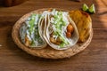 Baja style fish tacos and fried shrimp taco. Royalty Free Stock Photo