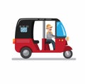 Bajaj traditional transportation in jakarta indonesia, three wheel vehicle from asian cartoon flat illustration vector