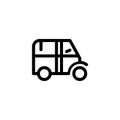 Bajaj Tricycle Bike Transportation Monoline Symbol Icon Logo for Graphic Design, UI UX, Game, Android Software, and Website.