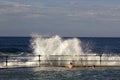 Bajamar, Tenerife, November 2017: Tourists observe how large waves breaking on the shore