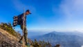 Bajawa - A man walking down the volcano