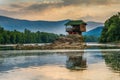 Lonely house on the river Drina in Bajina Basta, Serbia Royalty Free Stock Photo