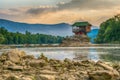 Lonely house on the river Drina in Bajina Basta, Serbia Royalty Free Stock Photo