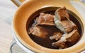 Bak kut teh, Baby pork ribs stewed in boiled water, herbs and spices. Chinese curry that is popular in Malaysia, Singapore, China Royalty Free Stock Photo