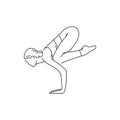 Bakasana pose crane color line illustration. Pictogram for web page