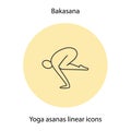 Bakasana yoga position linear icon