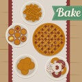 Bake illustration. Flat design in retro colors.