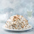 Baked Alaska, ice cream cake with meringues Royalty Free Stock Photo