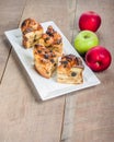 Baked apple bread pudding on white plate Royalty Free Stock Photo