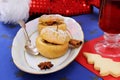 Baked apple with cookies and mulled wine Royalty Free Stock Photo