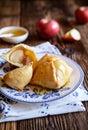 Baked apple dumplings with honey Royalty Free Stock Photo