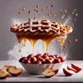 Baked apple pie dessert, fruit snack, dynamic food photo Royalty Free Stock Photo