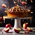 Baked apple pie dessert, fruit snack, dynamic food photo Royalty Free Stock Photo