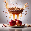 Baked apple pie dessert, fruit snack, dynamic food photo Royalty Free Stock Photo