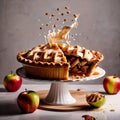 Baked apple pie dessert, fruit snack, dynamic food photo Royalty Free Stock Photo