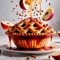 Baked apple pie dessert, fruit snack, dynamic food photo