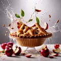 Baked apple pie dessert, fruit snack, dynamic food photo Royalty Free Stock Photo