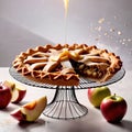 Baked apple pie dessert, fruit snack, dynamic food photo