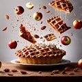 Baked apple pie dessert, fruit snack, dynamic food photo