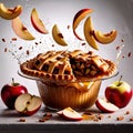 Baked apple pie dessert, fruit snack, dynamic food photo Royalty Free Stock Photo