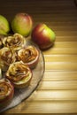 Baked apple pies in form of roses